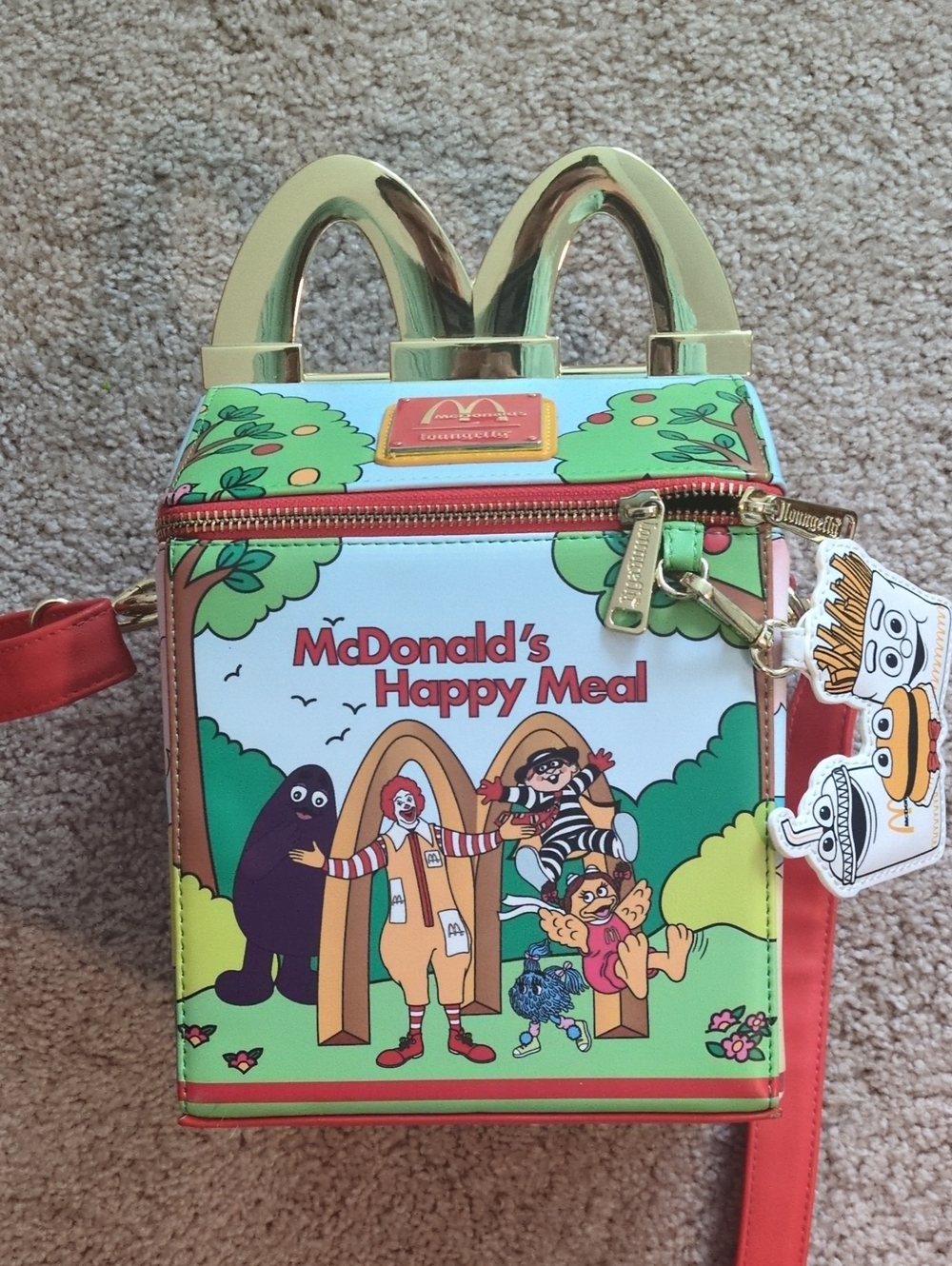 Loungefly McDonald's Happy Meal Crossbody Bag in Red, Gold & Green